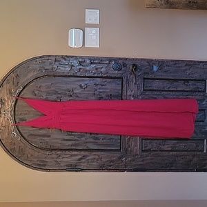 Red, large, deep plunge, low back maxi dress, size large